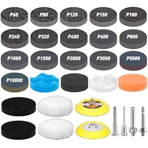 174 Stück Polieraufsatz Akkuschrauber 75mm Schleifpads Klett 60-10000 Körnung Nassschleifpapier, Polierpads Scheinwerfer Schleifaufsatz für Bohrmaschine, Schleifpapier für Auto, Metall, Holz, Farbe