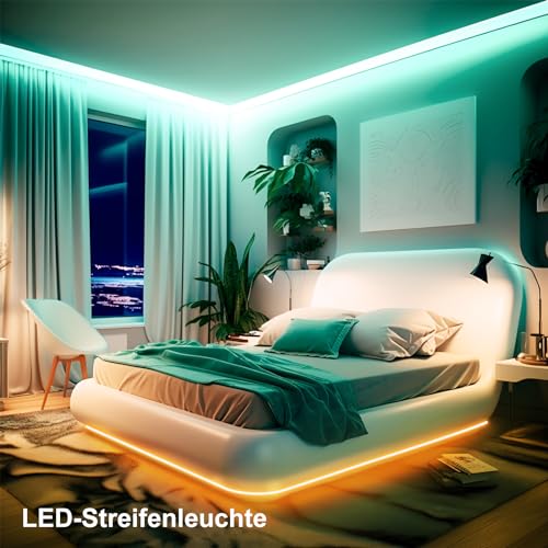 VKH LED Strip 20m, LED Streifen Bluetooth RGB LED Band 20m Selbstklebend mit Fernbedienung und APP, LED Lichterkette für Zimmer Gaming Party (2 * 10m)