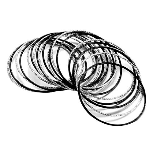 Ensoul Colorful Painted Enamel Coated Mixed Metal Multi Bangles Bracelets for Women/2.68" Dia.4