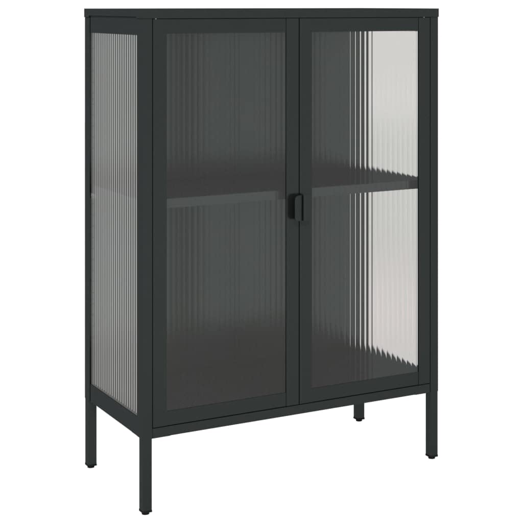 Kredens czarny komody, szafka na korytarz, do sypialni, 75 x 35 x 105 cm, szkło i stal