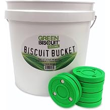 Green Biscuit Bucket 15-Pack Original Passer Hockey Pucks - Street Hockey Puck to Improve Stickhandling Skills and Passing