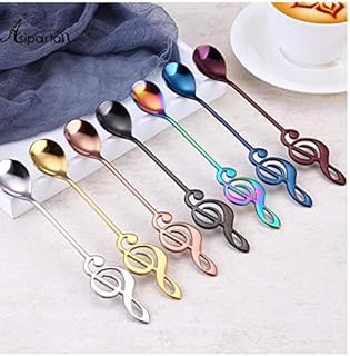 Creative Musical Note Spoon Milk Tea Coffee Stirring Scoop Stainless Steel Coffee Spoon Drink Cafe Dessert Tableware (Random Color)