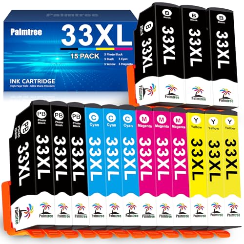 Palmtree Compatível para Epson 33XL 33 XL cartucho de tinta de substituição para Epson Expression Premium XP-530 XP-540 XP-7100 XP-635 XP-640 XP-830 XP-900 XP-630 XP-645 (Pacote de 1 5)