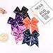 Jumbo Glitter Cheer Bow Clip - 7 Inch Large Cheerleading Sequin Hair Bow with Tails for Girls Teen Softball Cheerleader Outfit Uniform (Orange)