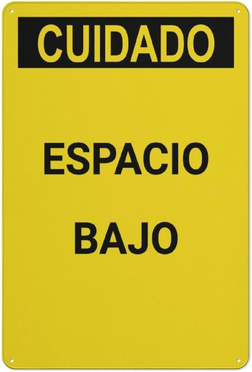 Spanish Low Clearance Warning Sign, Public Space Height Limit Safety Advisory Metal Sign 12x8 Inch