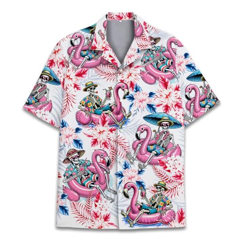 Mens Hawaiian Shirt, Tropical Raccoon Hawaiian Shirt Casual Button Down Holiday Beach Summer Short Sleeve Shirt