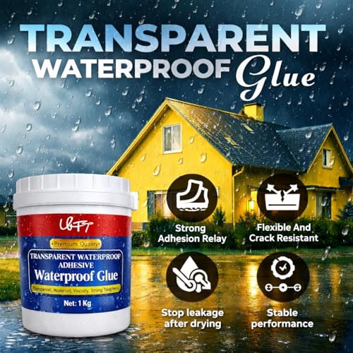 Image of Mehiar Transparent Waterproof Glue for Leakage, Epoxy Resin for Flooring, Crack Seal Agent Waterproofing for Roof Leakage Solution Indoor Outdoor Waterproof Adhesive Sealan (900ml)