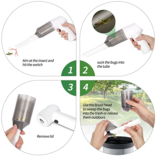 Yozreo Vacuum Bug Catcher Spider And Inspect Traps Catcher With Usb Rechargeable Battery Bug Pest Control, Inspections And Handheld Bug Catcher With Brush Head Fluke For Stink Bug (White) #TOP2