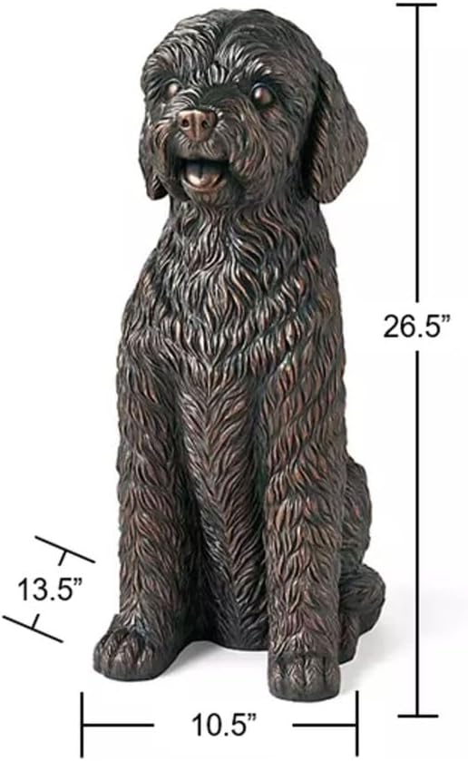 Sitting Doodle Dog Statue, Lightweight Decorative Sculpture with Detailed Design for Home and Garden Décor – 13.5 x 10.5 x 26.5 Inches, Weight: 14.3 lbs