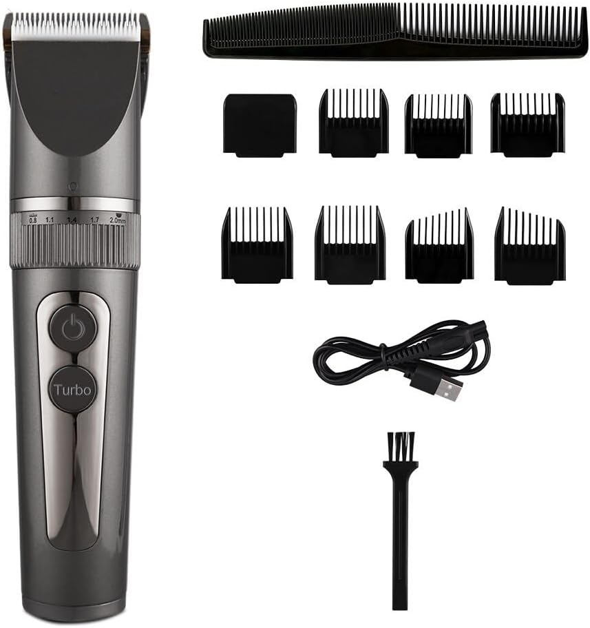 Men's Hair Clipper Rechargeable Hair Clipper Set with Length Adjustment LED Display