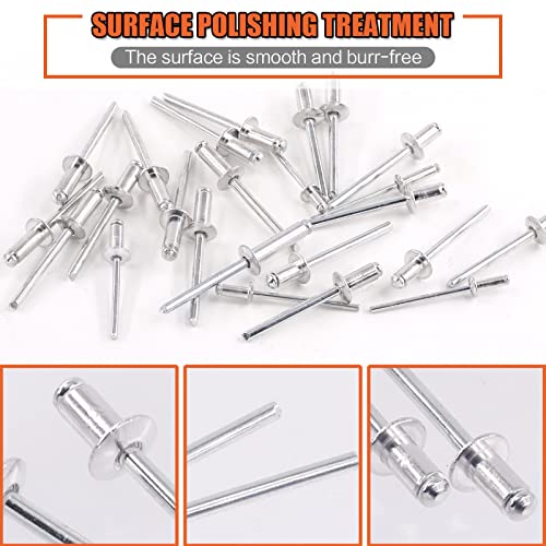 image for Tanstic 495Pcs 9 Sizes Aluminum Rivets Assortment Kit, M3.2 M4 M4.8 Bl