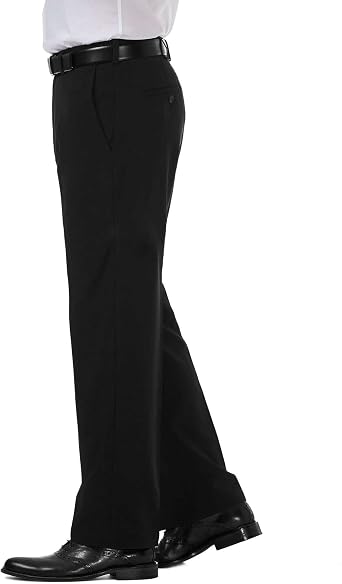 Haggar Men's Cool 18 Pro Classic Fit Flat Front Pant - Regular and Big & Tall Sizes, Black, 46W x 34L