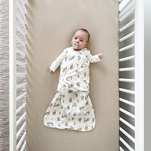 HALO Disney Baby 100% Cotton Sleepsack Swaddle, 3-Way Adjustable Wearable Blanket, TOG 1.5, Winnie Frolic, Newborn, 0-3 Months