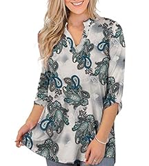 3/4 Sleeve Blue Flower