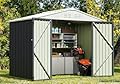 Greesum Outdoor Storage Shed 6 x 8 ft. Utility Tool Shed Metal Storage Garden Shed with Door & Lock for Patio Storage, Gray