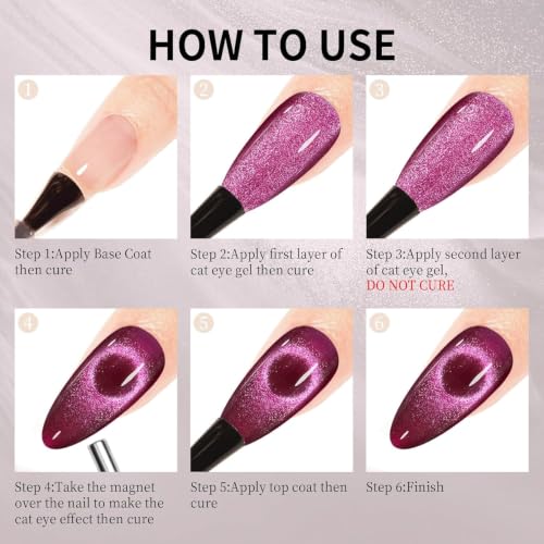 Image of Cat Eye Gel Polish with Dual Magnet 15ML Holographic Glitter Magnetic Soak-Off UV /LED Gel Polish for Salon & DIY Nail Art (VELVET ORCHID)