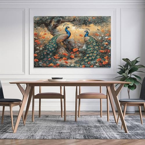 Cuadro en lienzo de pavo real de 50x75cm para decoracion de salones y dormitorios modernos 4