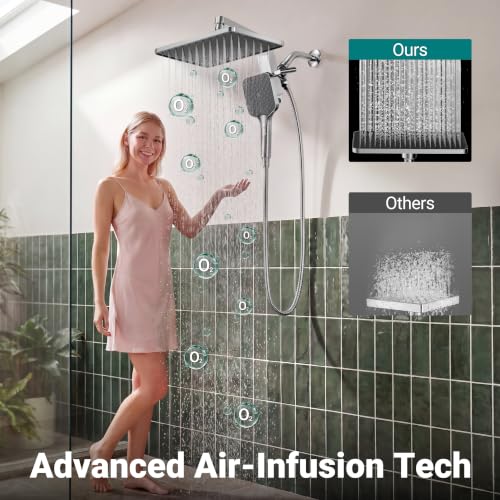 KOSNEW 12" Rainfall Shower Head & Handheld Combo (Chrome Polished) - image 3