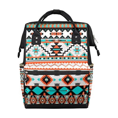 TropicalLife Ethnic Geometric Boho Diaper Backpack Large Capacity Baby Bags Multi-Function Zipper Casual Travel Backpacks for Mom Dad Unisex Cover