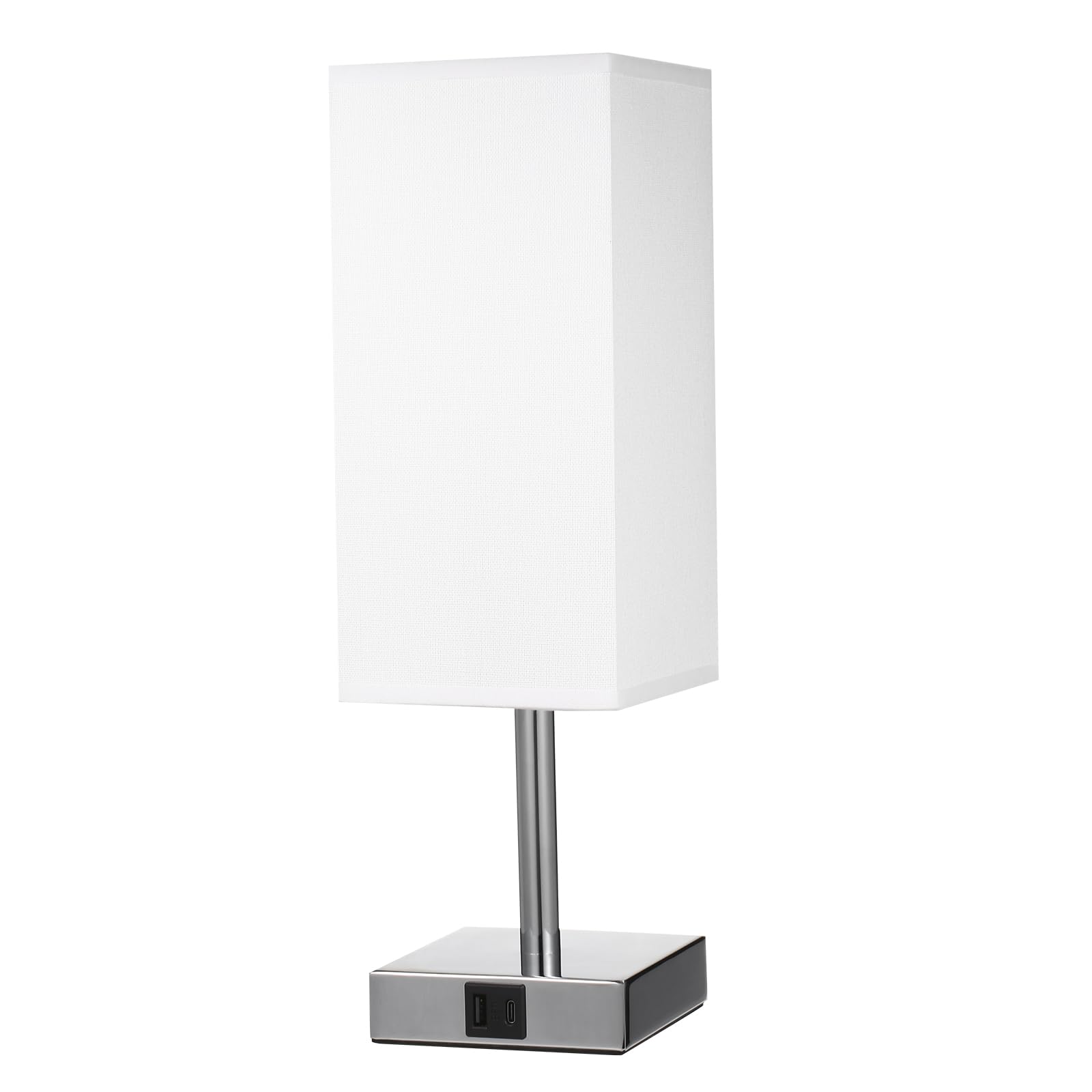 Jemora 2 Paquetes de lámpara de mesita de Noche de Tela con Bombilla LED Blanca cálida, luz de Escritorio, Control táctil, Puertos de Carga USB A Tipo C, 3 Niveles Regulables para Sala de Estar,