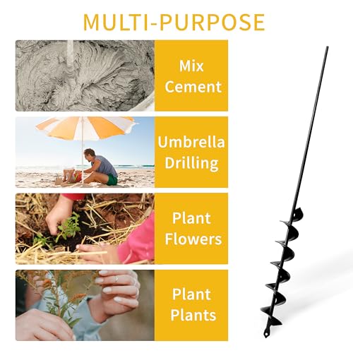 LYFETC Garden Auger Drill Bit for Planting 5x80cm,Bulb Planting Auger,Heavy Duty Garden Extend Spiral Auger Drill Bit for Digging Rapidly,Post Hole Digger for 3/8” Hex Drive Drill Solid Shaft 4 LYFETC Garden Auger Drill Bit for Planting 5x80cm,Bulb Planting Auger,Heavy Duty Garden Extend Spiral Auger Drill Bit for Digging Rapidly,Post Hole Digger for 3/8” Hex Drive Drill Solid Shaft - Image 4