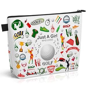 YESMET Golf Makeup Bag for Teens, Inspirational Canvas Golf Cosmetic Bag Pouch Accessories for Players Teams Stuff, Sport Party Favors Birthday Graduation Nurse Gifts for Her Girls Friends Women
