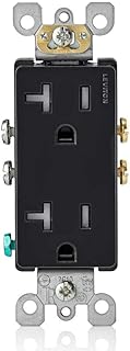 Leviton T5825-E 20 Amp, Tamper-Resistant, Decora Duplex Receptacle, Residential Grade, Black