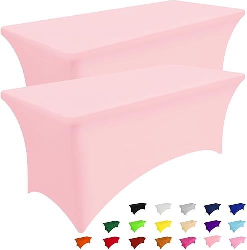 Miniatura 24 de Smiry Paquete de 2 manteles de elastano de 6 pies, manteles elásticos ajustables extensibles, lavables y sin arrugas, cubiertas rectangulares de