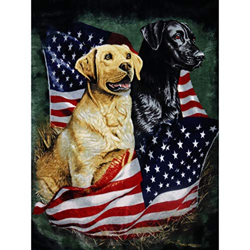 Jpi Plush Throw Blanket - Patriotic Dogs - Queen Bed 79"X 95" - Faux Fur Blanket For Beds, Sofa, Couch, Picnic, Camping #TOP1