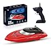 Produktbild LQKYWNA 2,4 GHz Fernbedienung Speedboat Spielzeug mit USB-Kabeln, gebührenpflichtigen 25km / h High Speed Boat Modell Wasser Spielzeug See Außeneinsatz (Red)