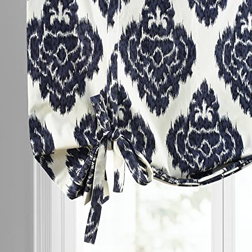 Image of HPD Half Price Drapes Room Darkening Tie Up Curtains 46 X 63 Inch Ikat Printed Cotton Window Roll Up Balloon Curtain for Living Room, Kitchen PRTW-TUD24A-63 (1 Panel), Ikat Blue