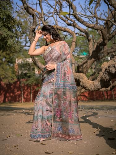 Image of MIRCHI FASHION Saree for Woman Organza Floral Printed | Lightweight Elegant Traditional Sari with Matching Blouse Piece