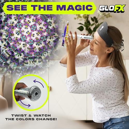 GloFX Silver Holographic Liquid X Kaleidoscope Tube Toy – 6 Glitter Wand Colors – Includes Tube, Wands & Spacers – Premium Sensory Toy for Ages 15+