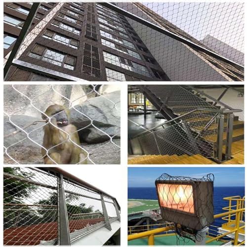 Rete di sicurezza in acciaio inox, flessibile e resistente agli urti, per protezione delle scale del balcone