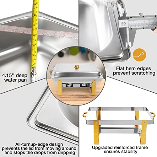 Restlrious Chafing Dish Buffet Set In Pack Of 2, Stainless Steel 8 Qt Rectangular Chafers And Buffet Warmers Set W/Food Pan, Water Pan, Fixed Frame Fuel Can For Catering Event Party Gathering #TOP3