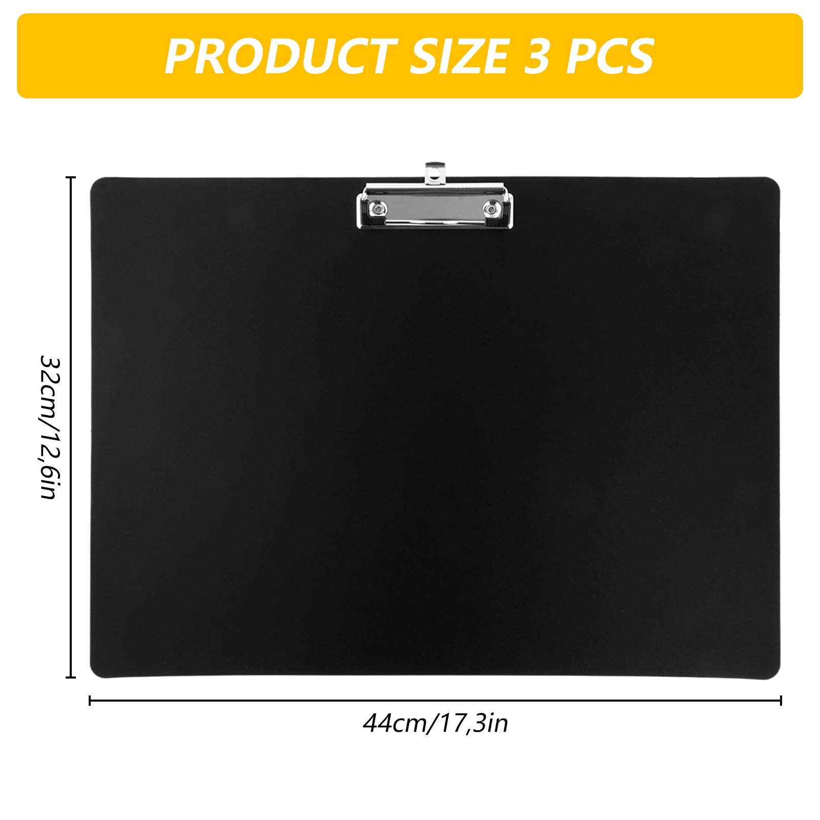 Lot de 3 porte-blocs A3 en plastique - 44 x 33 cm - Noir - A3 - Pour salles de classe, bureaux, cabinets médicaux