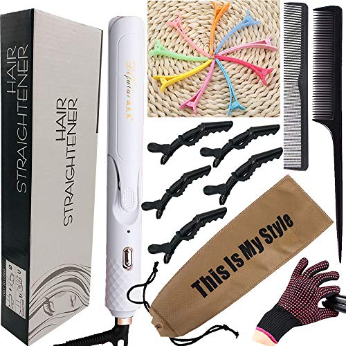 Hair Iron Straightener and Curler ,Fycooler Salon Hair Styling 2 in 1 Flat Iron Straightener & Curling ,110V-220V 350° Titanium Iron Hair Straightens and Curls for Travel/Home Women All Hair Styling