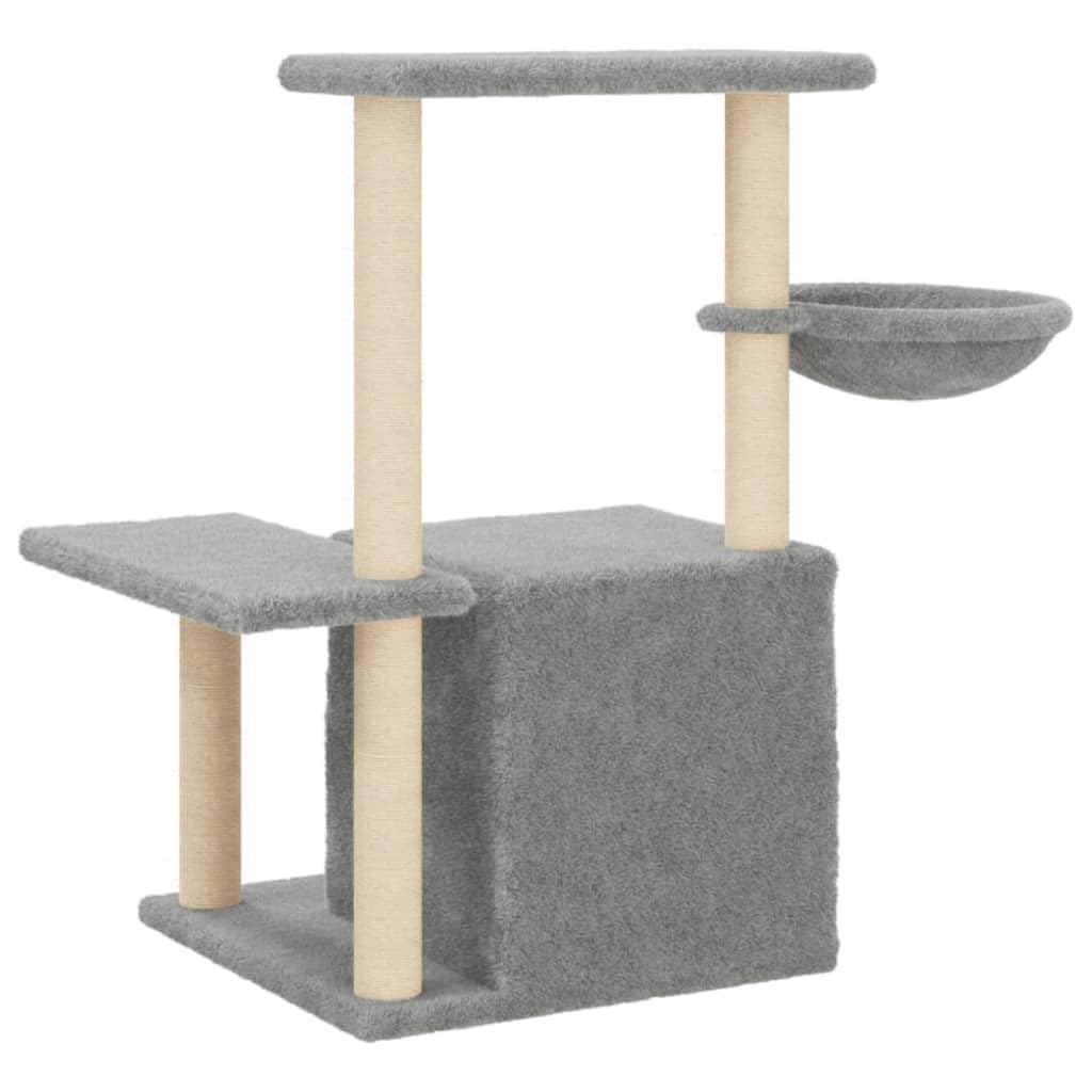 Homgoday Tiragraffi per gatti con tiragraffi in sisal, grigio chiaro, 83 cm, torre tiragraffi multilivello con scala e condomini, centro attività per gatti da interno