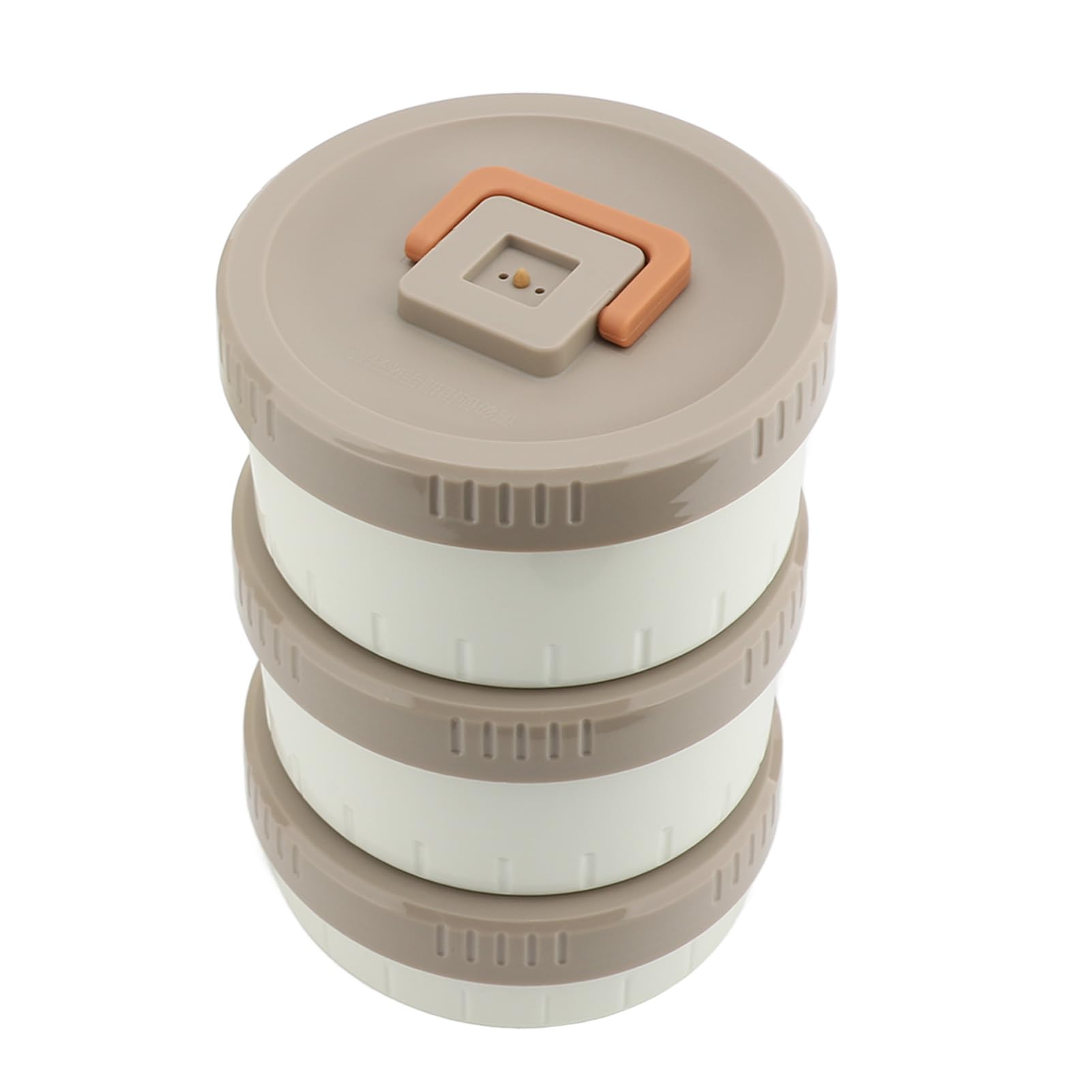 Tarro de comida aislado al vacío de acero inoxidable de 2,6 l con asa, lonchera aislada apilable de 3 niveles, apto para microondas a prueba de fugas para oficina y camping (Blanca)