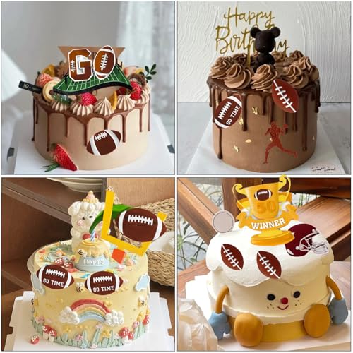 ICNYEKl American Football Fondant Mold 3pcs, Sports Theme Cake Decoration Silicone Mold, Helmet Soccer Trophy Chocolate Candy Mold, for Cupcake Toppers, Sugar Craft, Clay, Resin, Plaster, Gum