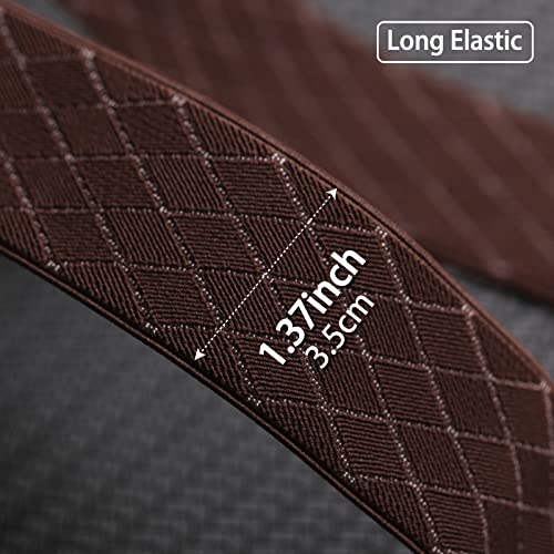 Brown Suspenders For Men X-Back Mens Suspenders Heavy Duty Clips 1.4” Wide 4 Snap Hooks Mens Suspenders For Work Adjustable Elastic Brown Suspenders For Men Big And Tall Men'suspenders For Jeans Tuxedo Dress #TOP4