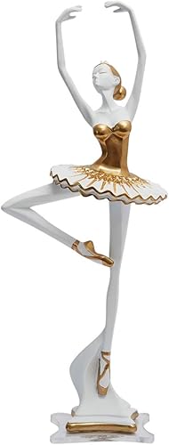 HAUCOZE Bailarina Estatua Estatua Ballet Bailarina Escultura Mujer Dama Decoración para el Hogar Accesorios Regalos Caja de Regalo Resina 30cmH