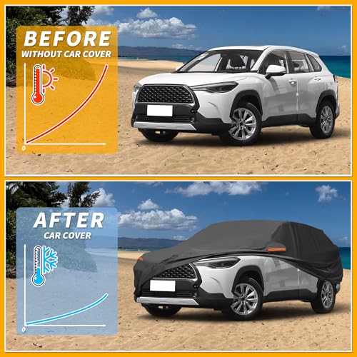 Partuto Car Cover Waterproof All Weather Sun Rain Protection Full Exterior Cover for Toyota Corolla Cross Black with Left Side Zippers by Partuto - Image 4