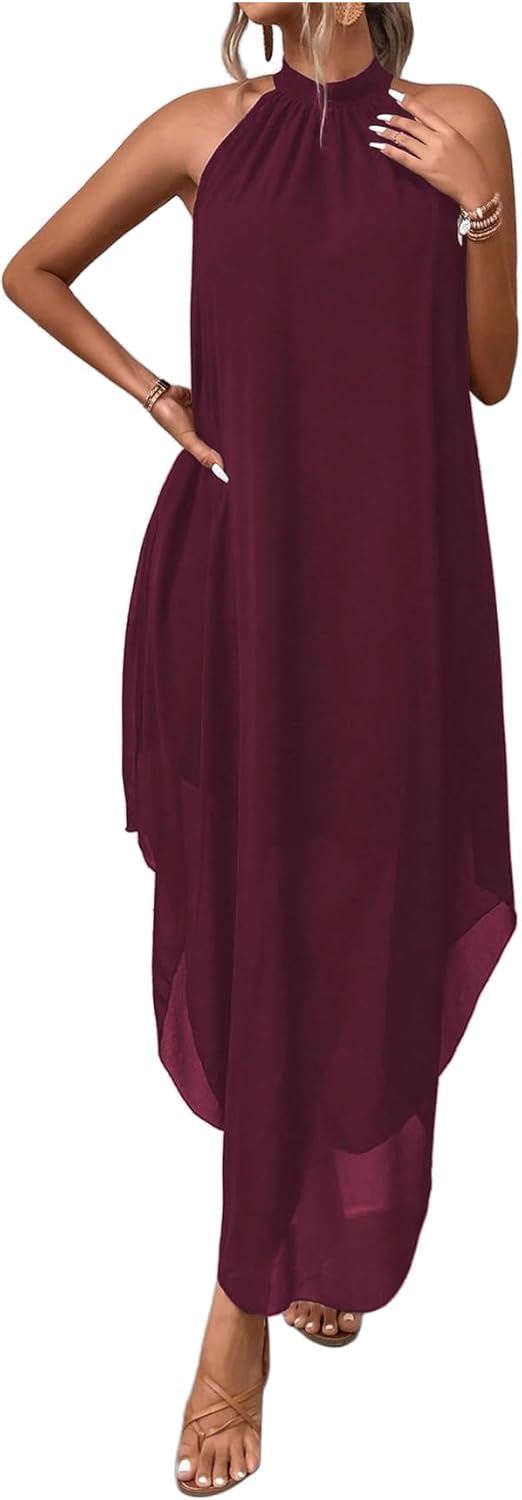 Flowy chiffon halter dress for formal summer wedding guest