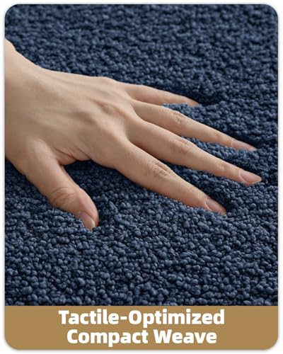 Image of Color&Geometry Oval Blue Bathroom Rugs 36x24, Extra Soft Absorbent Microfiber Bath Rugs, Non-Slip Bathroom mat, Washable Plush Bath Mats for Bathroom, Shower, Bathtub, Laundry, Blue