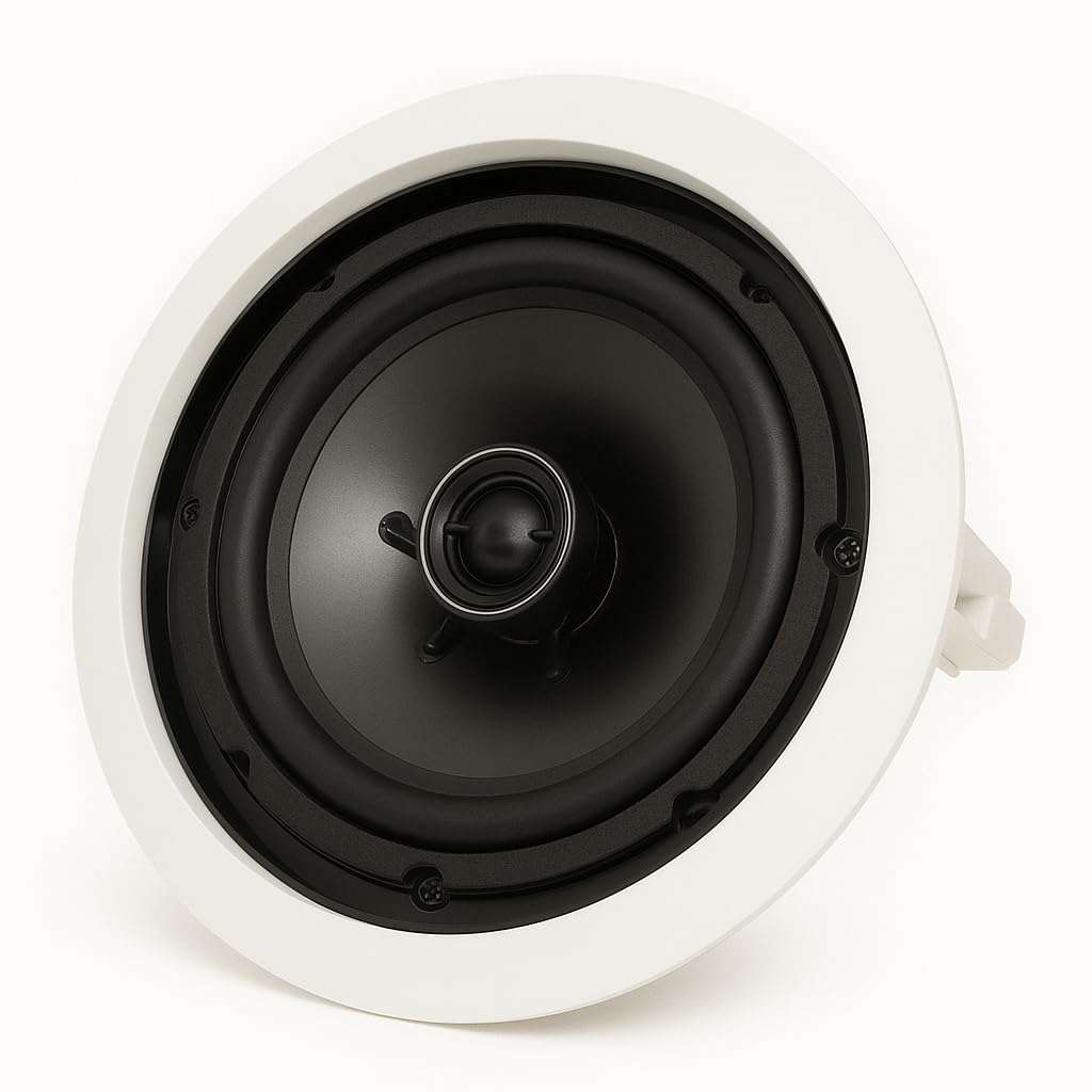 RO&CO System One IC-820 – Pareja de Altavoces Empotrables 8″ 2 Vías 8 Ohm 100W, Pasivos con Cable, Requieren Amplificador Externo, No Bluetooth, No Autoamplificados, Blanco.