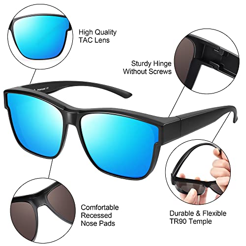 Image of URUMQI Polarized Sunglasses Fit Over Glasses for Men Women, Oversized Square Sun Glasses UV400 Protection