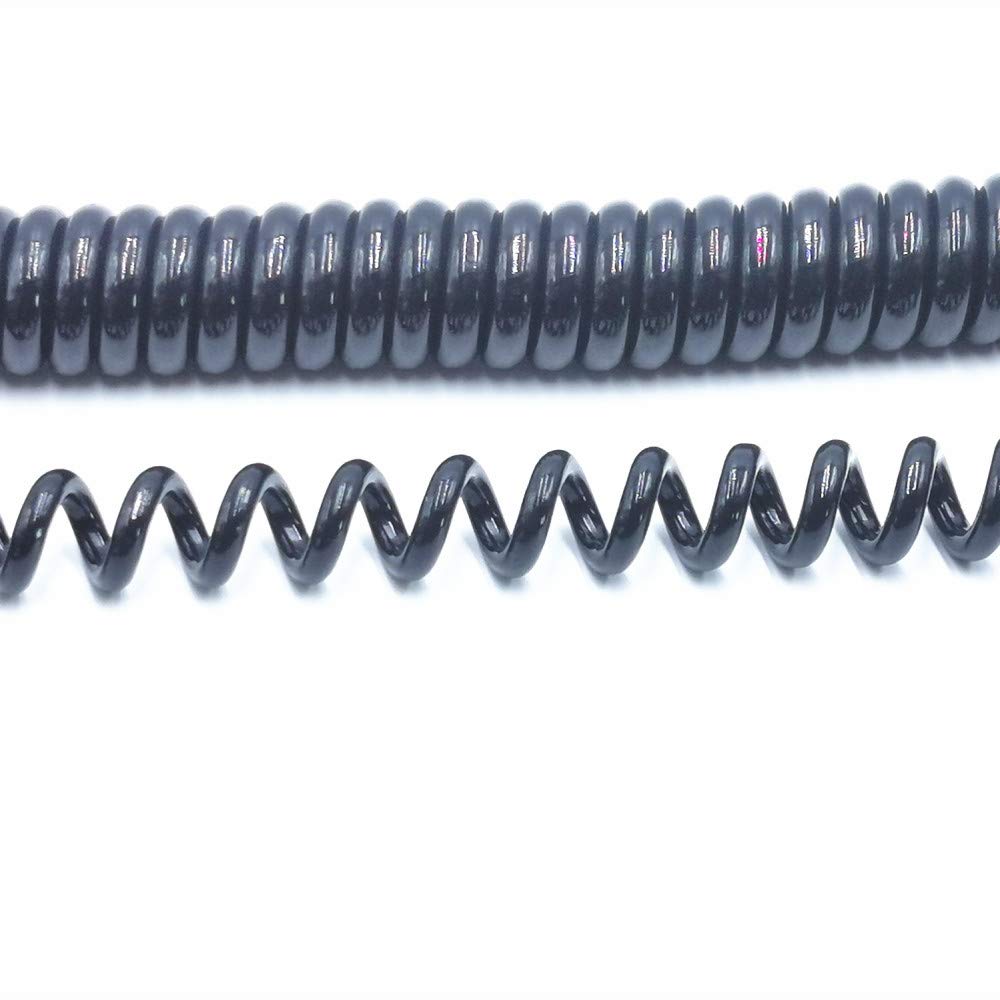 Kabel spiralny sprężynowy Caihv-Wire, 3-żyłowy drut sprężynowy, spiralny kabel elektryczny, czarny kabel zasilający, przedłużany 0,5 kwadratu 2. m 7 (3 rdzeń 17 AWG, długość linii 5 m)