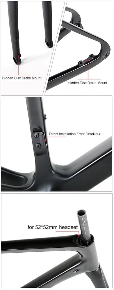 TUJISEK Carbon Fiber Frame 45/48/51/54CM 700C Road Bikes Frameset with Fork Disc Brake Thru Axle 12 * 142mm Racing Bicycles Frame Routing Internal