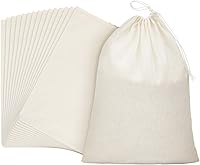 Pangda 15 Pack Muslin Drawstring Bags 8x10 Inches Cotton Reusable Pouches for Jewelry, Party Favors, Grocery Storage & Crafts